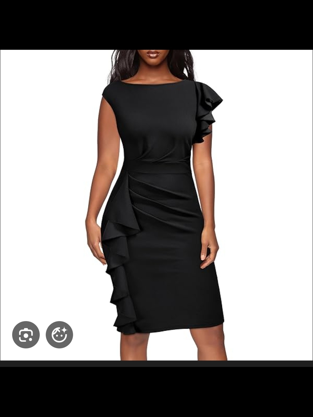 BNWT Retro Classic Black Ruffle Sheath Dress Women's Cocktail Dress